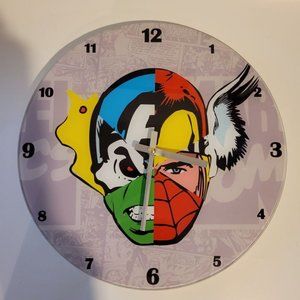 MARVEL COMICS MIXED FACE GLASS CLOCK - RARE